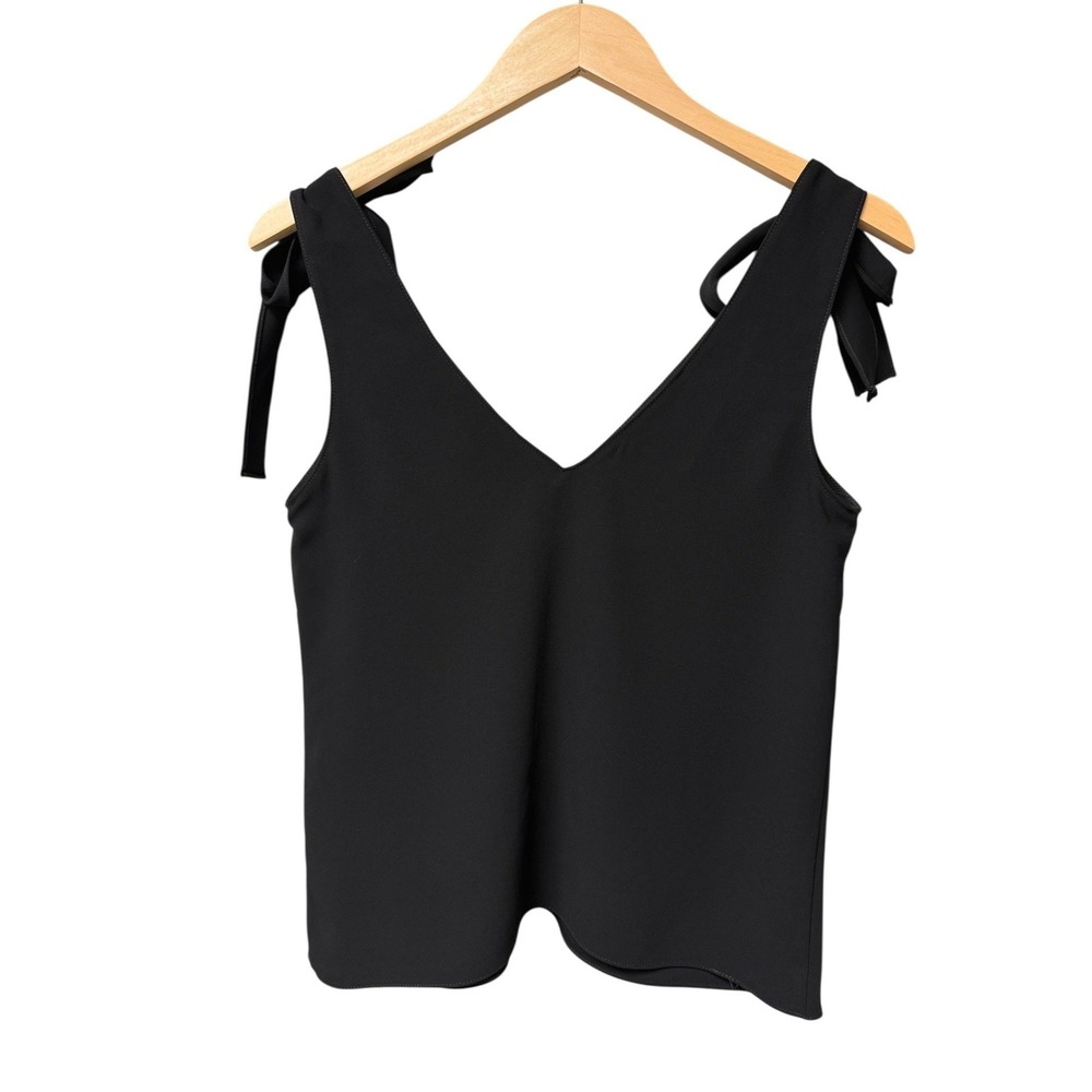 Amanda Uprichard Josephina Shoulder-tie V-neck Top Women's S Black Quit Luxury - Picture 4 of 7